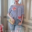 เสื้อผ้าเกาหลี พร้อมส่ง เสื้อเปิดไหล่+กางเกงยีนส์ขายาว