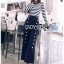 เสื้อผ้าเกาหลี พร้อมส่ง เสื้อแขนยาวลายทาง