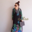 ชุดเดรสเกาหลี พร้อมส่ง Maxi Dress เนื้อผ้าสปันพิมพ์ลายดอกไม้