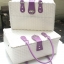 ชิ้นงานดิบ พลาสติกสาน ทำ Decoupage งานเพนท์ กระเป๋าเดินทาง ขนาดกลาง สีขาว หูหนัง สีม่วง M