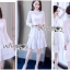 เดรสเกาหลี พร้อมส่ง ชุดเดรส ผ้าคอตตอนสีขาวปัก