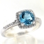 SKJewelryfactory แหวนสวิสบลูโทปาซแท้ ดีไซน์ล้อมเพชร เรียบหรู เล่นไฟดี ER02153-SBT