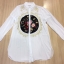 พร้อมส่ง long shirt ลายปักสีทอง ล้อมรอบดอกไม้