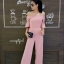 เสื้อผ้าเกาหลี พร้อมส่ง จั้มสูทขายาว ปาดไหล่