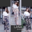 เสื้อผ้าเากหลี พร้อมส่ง เสื้อสีพื้น คอกลม มาคู่กับกางเกงลายใบไม้