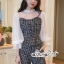 เสื้อผ้าเกาหลี พร้อมส่ง เสื้อตัวในทรงคอตั้งจับจีบ