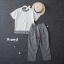 เสื้อผ้าเกาหลี พร้อมส่ง เสื้อ กับ กางเกง แต่งสีทูโทน
