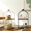 Pre-Order ชั้นวางของเหล็ก พื้นไม้ ลายกรงนก Zakka มีสีดำ กับครีม