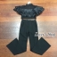 เสื้อผ้าเกาหลี พร้อมส่ง เสื้อ แต่งระบายผ้าแก้ว กับ กางเกง