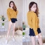 เสื้อเกาหลี พร้อมส่ง เสื้อแขนยาวไหมพรม