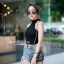 เสื้อเกาหลี พร้อมส่ง เสื้อแขนล้ำโชว์หลัง แต่งสายยาวผูกที่คอ