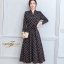 ชุดเดรสเกาหลี พร้อมส่ง Dress คอวี แขน 5ส่วน ลายจุด