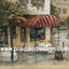 กระดาษสาพิมพ์ลาย สำหรับทำงาน เดคูพาจ Decoupage แนวภาำพ ภาพวาด Restaurant Cafe ร้านอาหาร ร้านกาแฟ สไตล์ยุโรป วิวสวยมีโต๊ะตั้งอยู่หน้าร้านบริเวณทางเดิน สวยคลาสสิค ภาพสีซอฟต์ๆ (ปลาดาวดีไซน์)