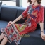 เดรสเกาหลี พร้อมส่ง Dress คอวี แขน 3 ส่วน