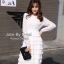 ชุดเดรสเกาหลี พร้อมส่ง ชุดเดรสสีขาว ทรงแขนยาว