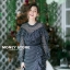 เดรสเกาหลี พร้อมส่ง เดรสชีฟอง แหวกผ่าด้านหน้าเพิ่มความ sexy