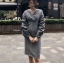 เดรสเกาหลี พร้อมส่ง เดรสทรงป้ายอก ผ้าลายชิโนริ