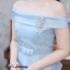 เดรสเกาหลี พร้อมส่ง เดรสผ้าไหม ทรงเปิดไหล่