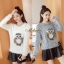 เสื้อเกาหลี พร้อมส่ง เสื้อคอกลม ติดนกฮูก