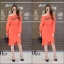 ชุดเดรสเกาหลี พร้อมส่ง Long Dress เดรสแขนยาวเปิดไหล่