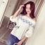พร้อมส่ง เสื้อยืดคอปาดแขนจั้ม ลายหยัก