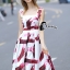 พร้อมส่ง long dress สีขาวตัดกับลายสีแดงเข้มออกม่วง