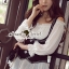 พร้อมส่ง เสื้อเปิดไหล่งานเย็บติดด้วยกั๊กสีดำ