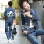 พร้อมส่ง เสื้อแจ็กเก็ตยีนส์หลังเป็นรูปสนูปปี้