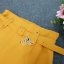 พร้อมส่ง เสื้อลายขวางอัดย่นโทนสีเหลืองไล่สีครีมน้ำตาล