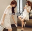 พร้อมส่ง เดรสผ้าลูกไม้ฉลุลายซีทรูคัทเอาท์ไหล่