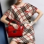 พร้อมส่ง เดรสทรงปล่อยๆพิมพ์ลายสไตล์ Burberry