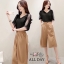 เสื้อผ้าเกาหลี พร้อมส่ง เสื้อคอวีผ้าชีฟอง กับ กางเกง