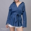 เสื้อผ้าเกาหลี พร้อมส่ง เสื้อเชิ้ต ยีนส์ แต่งปลายขาดๆ