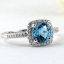 SKJewelryfactory แหวนสวิสบลูโทปาซแท้ ดีไซน์ล้อมเพชร เรียบหรู เล่นไฟดี ER02153-SBT