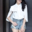 เสื้อเกาหลี พร้อมส่ง เสื้อเชิ้ต ทรงเก๋ปีกค้างคาว