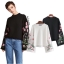 เสื้อเกาหลี พร้อมส่ง เสื้อแขนยาวปักลายซ่าร่า
