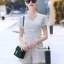 เสื้อผ้าเกาหลี พร้อมส่ง จั้มกางเกงขาสั้นลายจุดขาวดำ