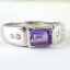SKJewelryFactory แหวนเงินแท้ ฝังพลอยแอมิทิสต์แท้ พลอยเหลี่ยม ประดับเพชร ER02351-AMT