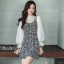 เดรสเกาหลี พร้อมส่ง เดรสผ้าทวีส กับ เสื้อซีทรู