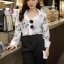 เสื้อผ้าเกาหลี พร้อมส่ง จั้มสูท เสื้อชีฟองพิมลาย
