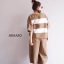 เสื้อผ้าเกาหลี พร้อมส่ง ชุดsetเสื้อลายทูโทน