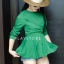 เสื้อเกาหลี พร้อมส่ง เสื้อ ปล่อยชายระบายสวิง