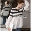 พร้อมส่ง เสื้อผ้าโพลีเอสเตอร์ลายทางสีขาว-ดำ
