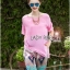 พร้อมส่ง เซ็ตเสื้อแขนสั้นสีชมพูอ่อนและกางเกง
