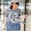 พร้อมส่ง ทีเชิ้ตผ้ายืดตกแต่งผ้าเดนิมพิมพ์ลายมาริลิน