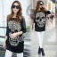 พร้อมส่ง เสื้อเชิ้ตสกรีนลายหัวกะโหลกใหญ่ๆ