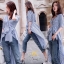 เสื้อเกาหลี พร้อมส่ง เสื้อตัวยาว คอวี แบบหน้าสั้นหลังยาว