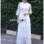 ชุดเดรสลูกไม้ พร้อมส่ง เดรสยาว ผ้าลูกไม้สีขาว สไตล์เจ้าหญิง