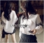 พร้อมส่ง เชิ้ตคอตตอนตกแต่งผ้าลูกไม้ที่แขน