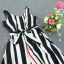 พร้อมส่ง จั้มสูทขาสี่ส่วนทรงขาบาน ผ้าพิมพ์ลายทาง